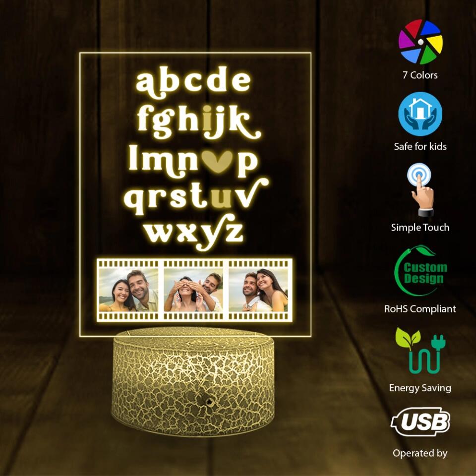 Personalized Valentine Gifts - I Love You With Alphabet Custom 3D Light Valentine Gift For Her