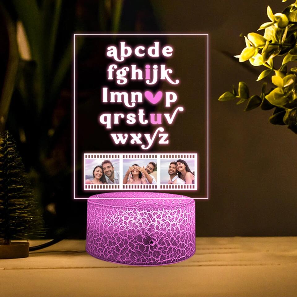 Personalized Valentine Gifts - I Love You With Alphabet Custom 3D Light Valentine Gift For Her