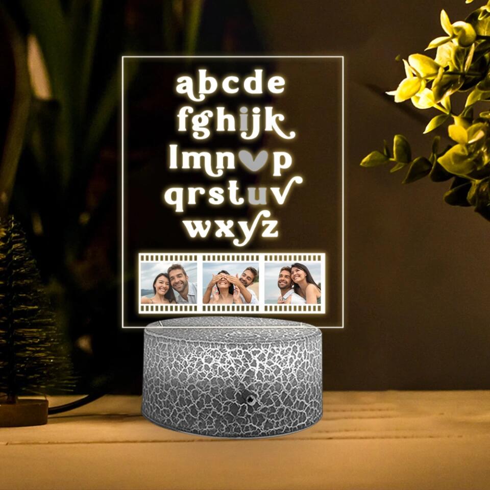 Personalized Valentine Gifts - I Love You With Alphabet Custom 3D Light Valentine Gift For Her