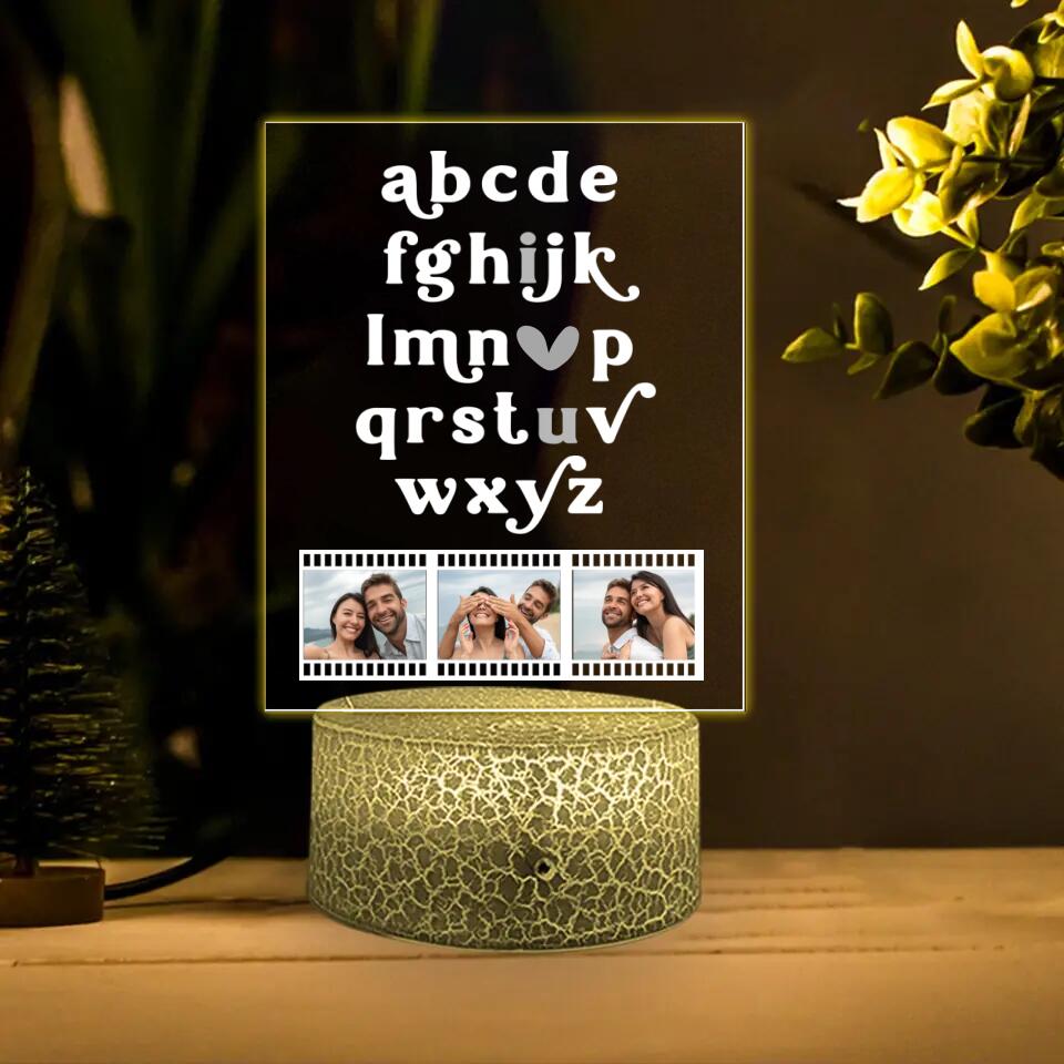 Personalized Valentine Gifts - I Love You With Alphabet Custom 3D Light Valentine Gift For Her