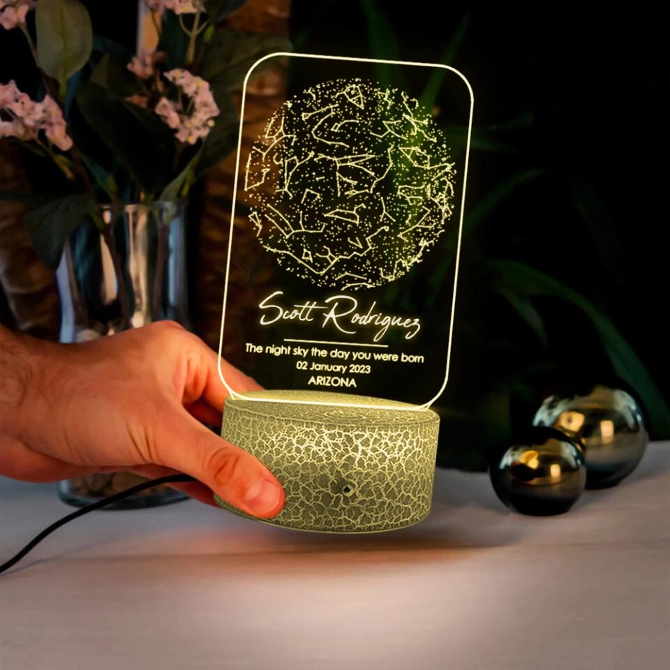 Personalized Valentine Gifts - The Night Sky The Day You Were Born - Personalized 3d LED Light - Gift For Family