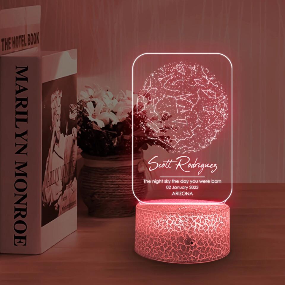 Personalized Valentine Gifts - The Night Sky The Day You Were Born - Personalized 3d LED Light - Gift For Family