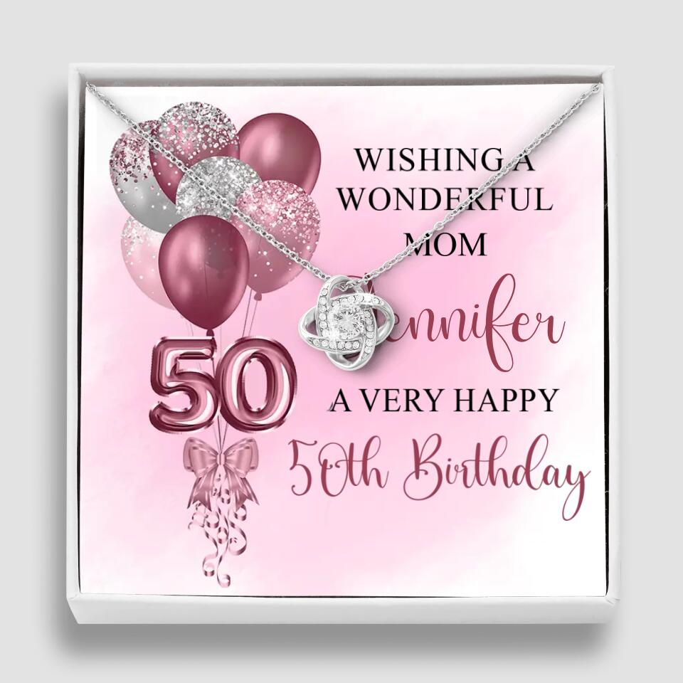 Balloon Wishing a Wonderful Friend Mom a Very Happy Birthday - Personalized Necklace - 50th Birthday Gift for Women