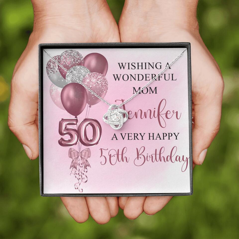 Balloon Wishing a Wonderful Friend Mom a Very Happy Birthday - Personalized Necklace - 50th Birthday Gift for Women