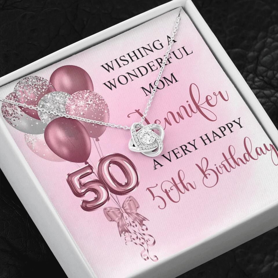 Balloon Wishing a Wonderful Friend Mom a Very Happy Birthday - Personalized Necklace - 50th Birthday Gift for Women