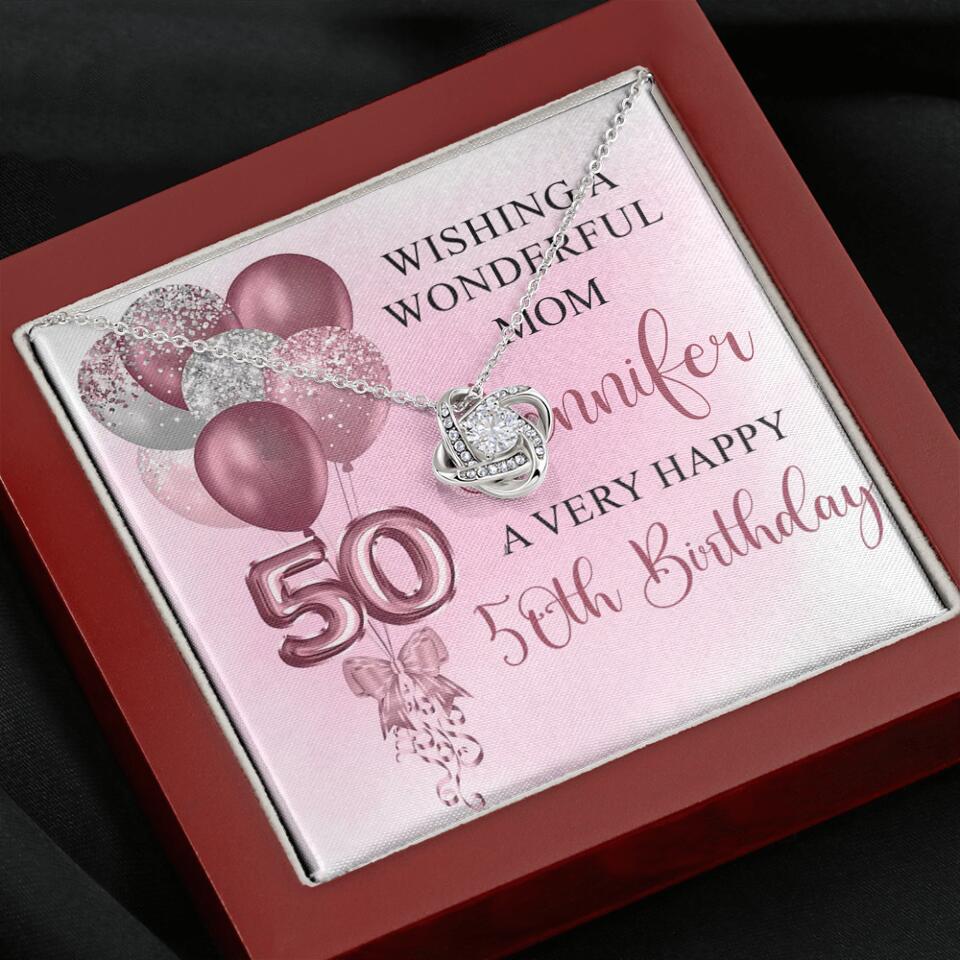 Balloon Wishing a Wonderful Friend Mom a Very Happy Birthday - Personalized Necklace - 50th Birthday Gift for Women