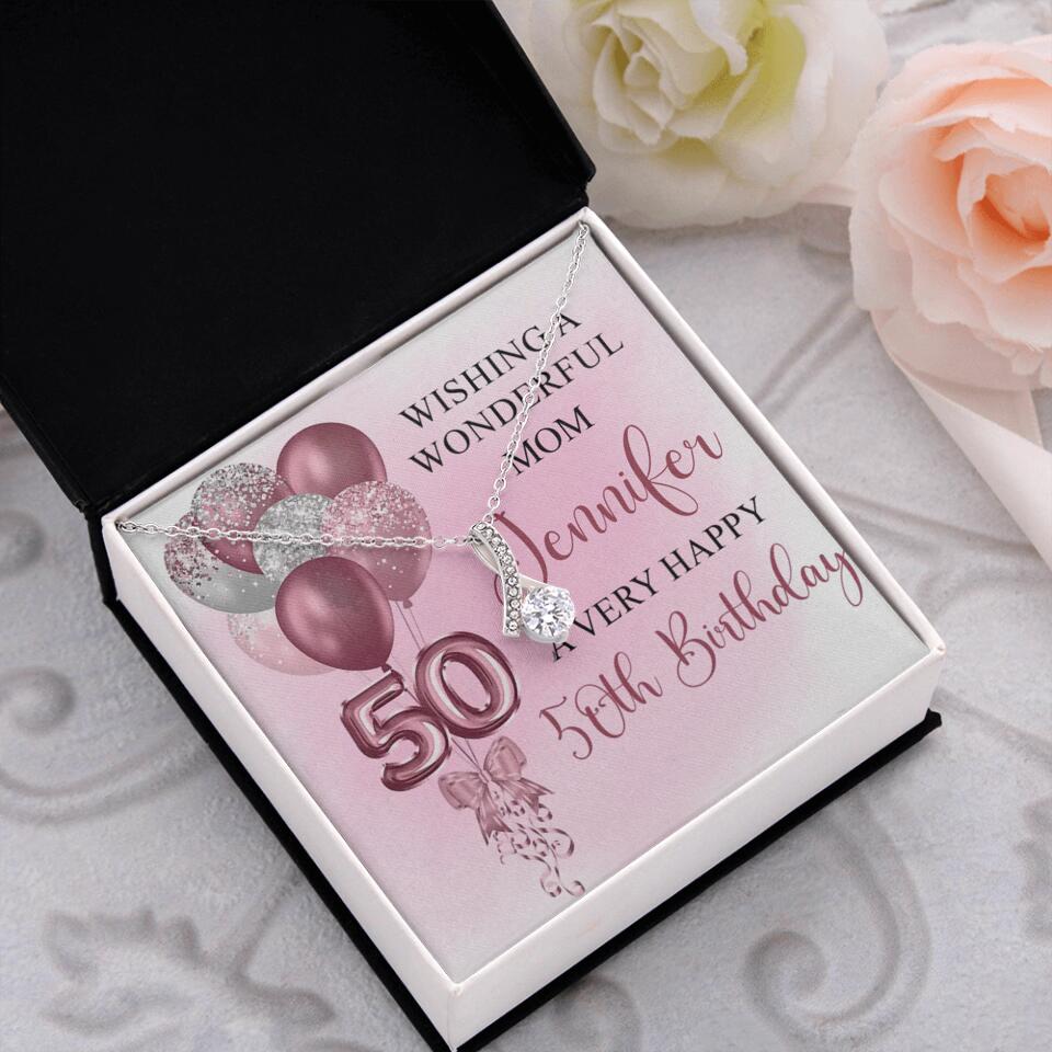 Balloon Wishing a Wonderful Friend Mom a Very Happy Birthday - Personalized Necklace - 50th Birthday Gift for Women