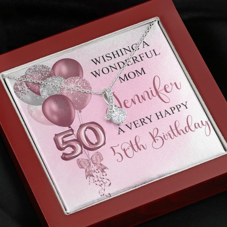 Balloon Wishing a Wonderful Friend Mom a Very Happy Birthday - Personalized Necklace - 50th Birthday Gift for Women