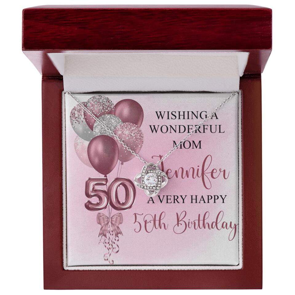 Balloon Wishing a Wonderful Friend Mom a Very Happy Birthday - Personalized Necklace - 50th Birthday Gift for Women