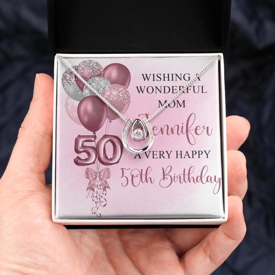 Balloon Wishing a Wonderful Friend Mom a Very Happy Birthday - Personalized Necklace - 50th Birthday Gift for Women