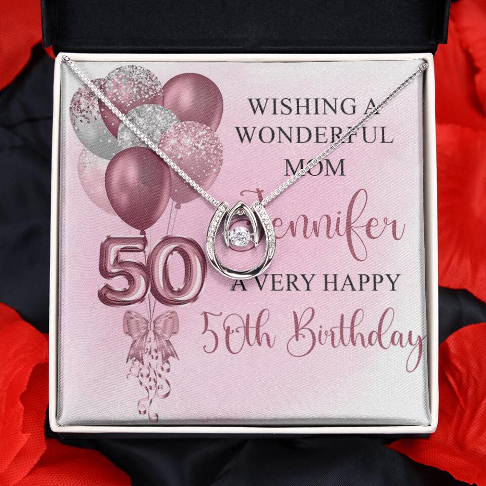 Balloon Wishing a Wonderful Friend Mom a Very Happy Birthday - Personalized Necklace - 50th Birthday Gift for Women