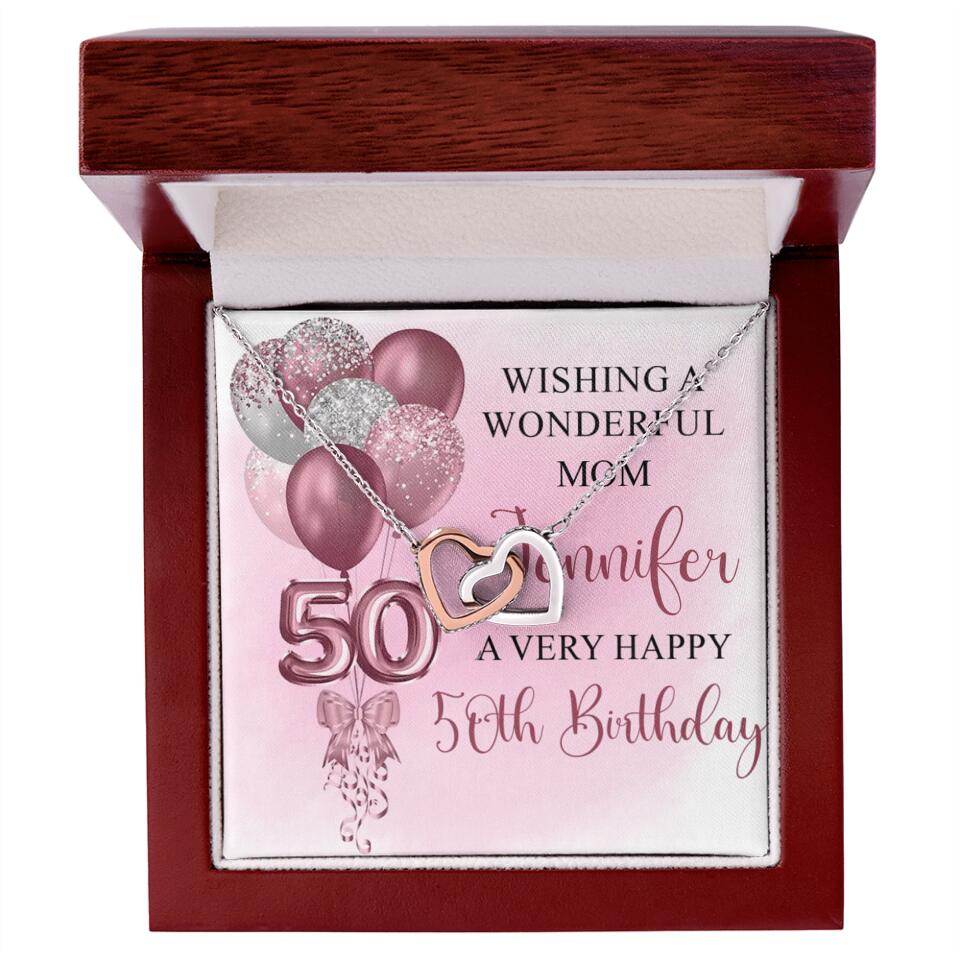 Balloon Wishing a Wonderful Friend Mom a Very Happy Birthday - Personalized Necklace - 50th Birthday Gift for Women