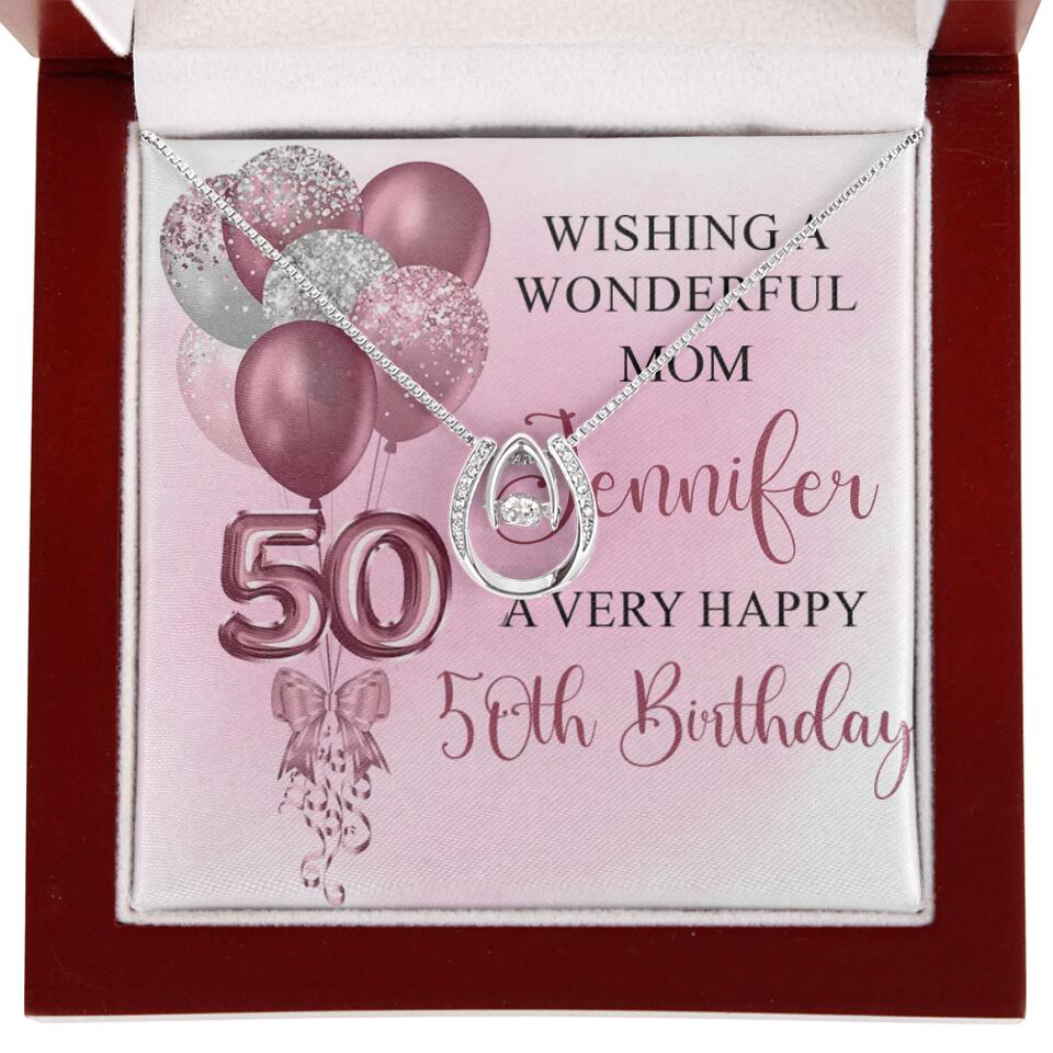 Balloon Wishing a Wonderful Friend Mom a Very Happy Birthday - Personalized Necklace - 50th Birthday Gift for Women