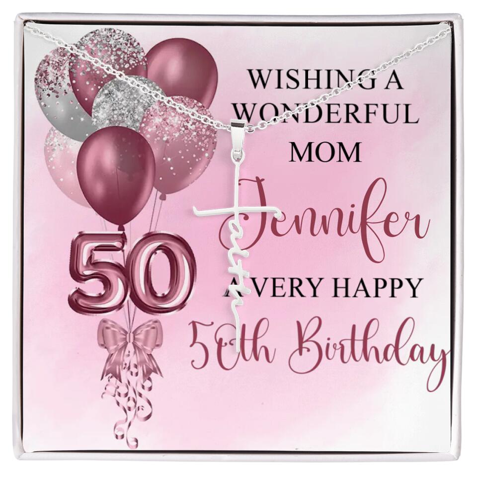 Balloon Wishing a Wonderful Friend Mom a Very Happy Birthday - Personalized Necklace - 50th Birthday Gift for Women