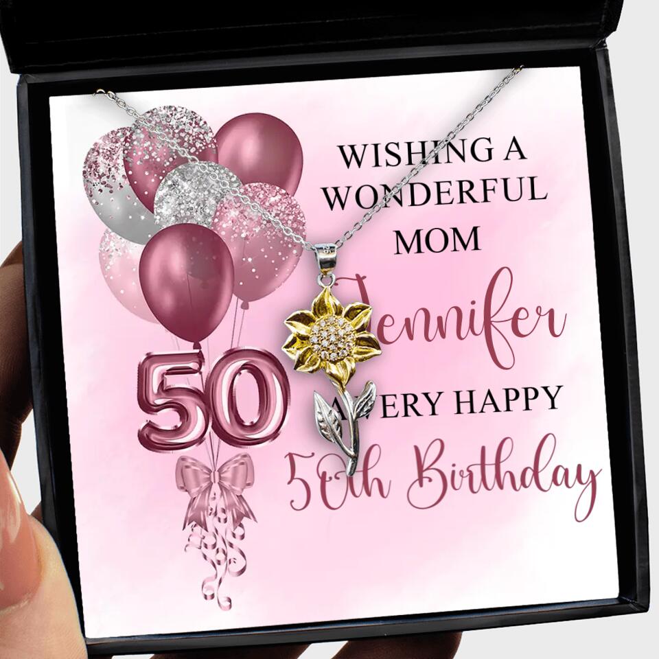 Balloon Wishing a Wonderful Friend Mom a Very Happy Birthday - Personalized Necklace - 50th Birthday Gift for Women