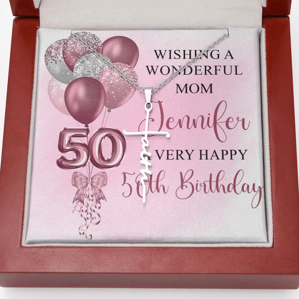 Balloon Wishing a Wonderful Friend Mom a Very Happy Birthday - Personalized Necklace - 50th Birthday Gift for Women