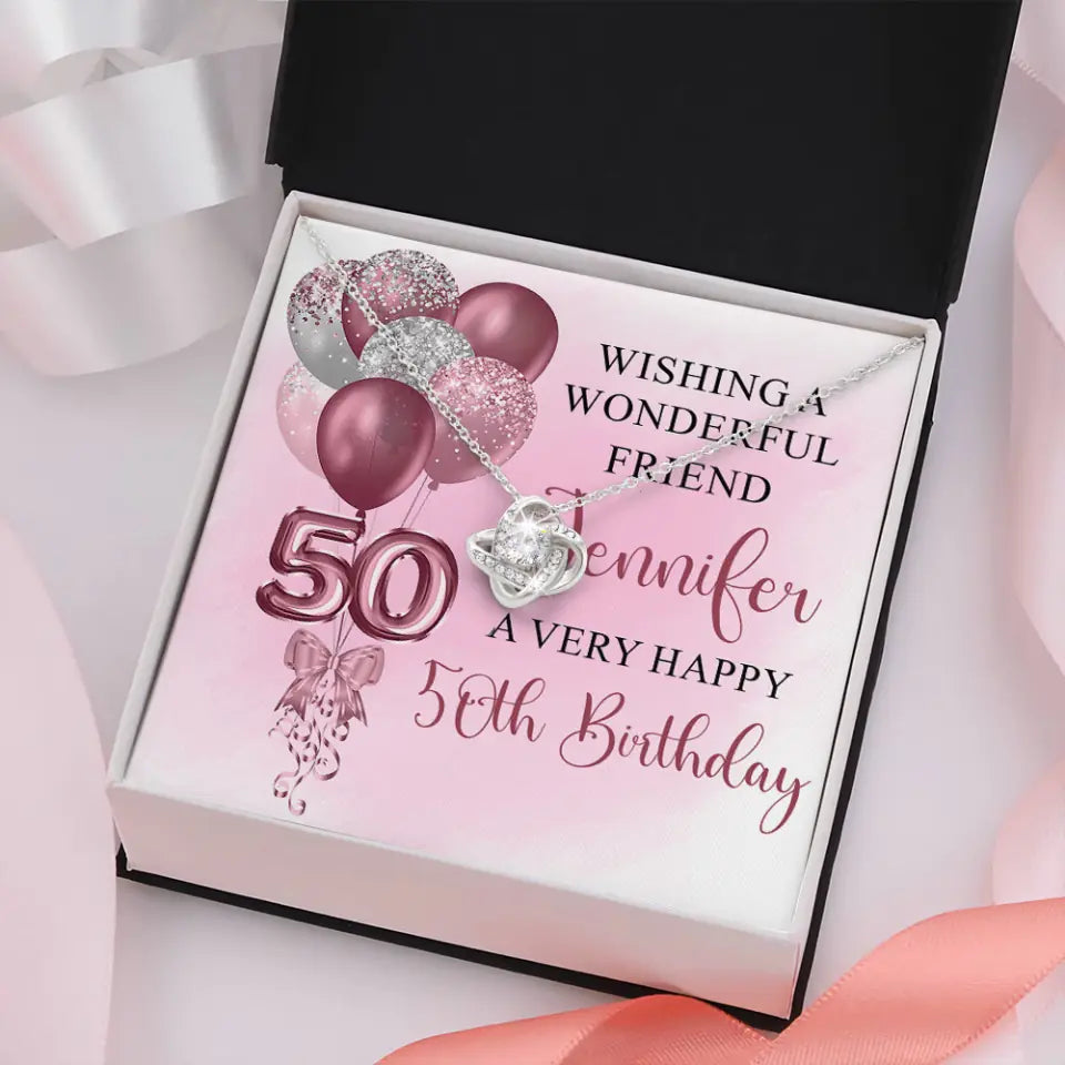 Balloon Wishing a Wonderful Friend Mom a Very Happy Birthday - 50th Birthday Gift - 50 Years Old Gift for Women - Necklace - Jewelry - Birthday Gift for Female Friend BFF Mommy - 303ICNLNJE265
