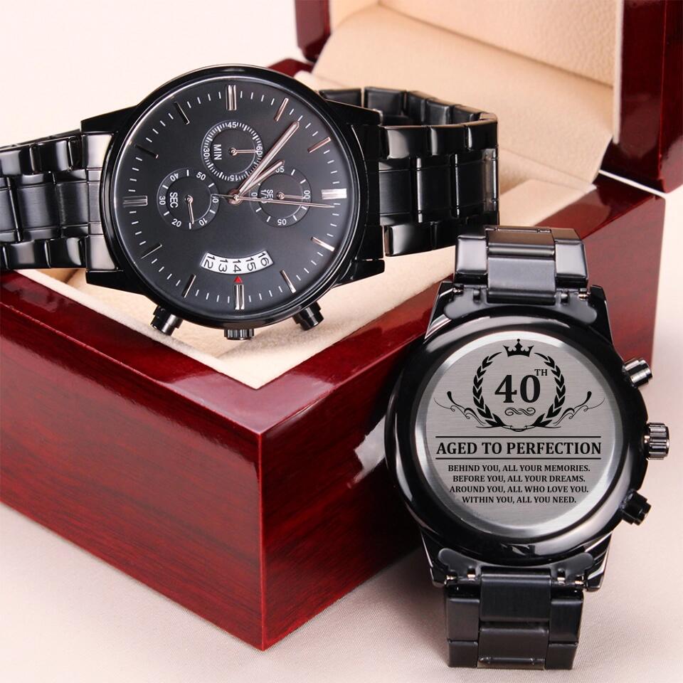 Aged To Perfection Behind You All Your Memories - Personalized Engraved Chronograph Watch - Best Gift For Dad Husband Grandpa Him On Birthday - 301IHPLNWA058