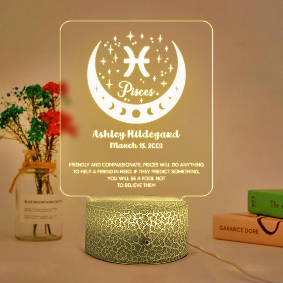 12 Zodiac Signs The Astrological Signs Personalities - Personalized LED Light - Custom Sign and Name
