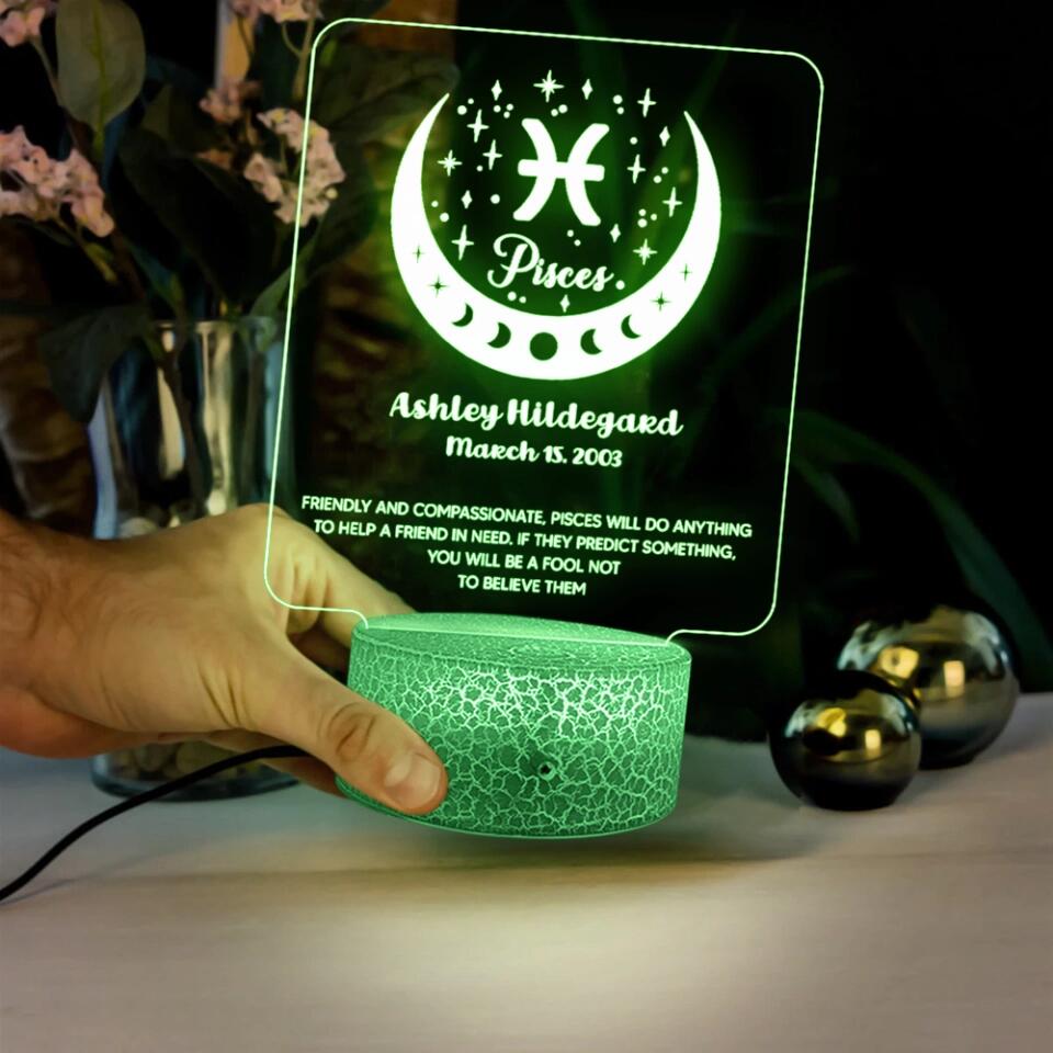 12 Zodiac Signs The Astrological Signs Personalities - Personalized LED Light - Custom Sign and Name