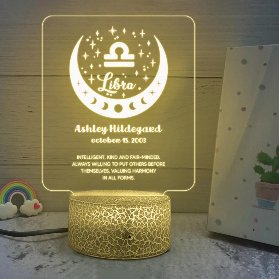 12 Zodiac Signs The Astrological Signs Personalities - Personalized LED Light - Custom Sign and Name