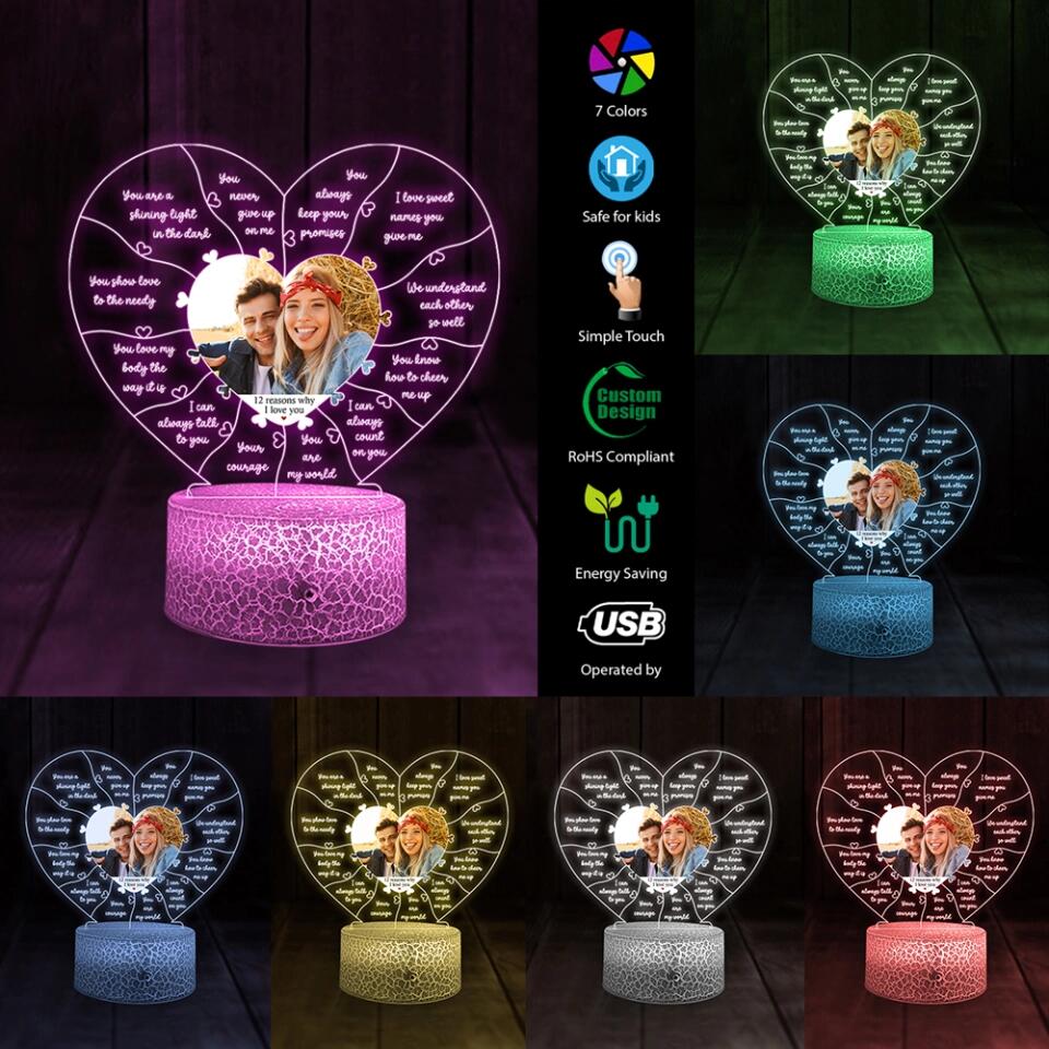 12 Reasons Why I Love You - Personalized Night Light