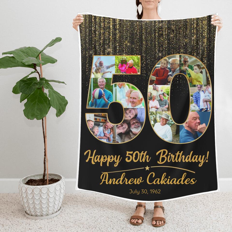 Happy 50th Birthday - Personalized Blanket