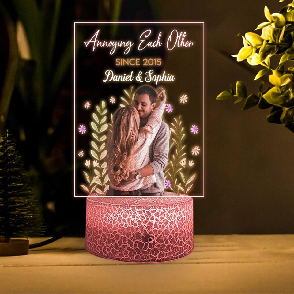 Annoying Each Other Since Personalized 3D LED Light Anniversary Gifts For Couple