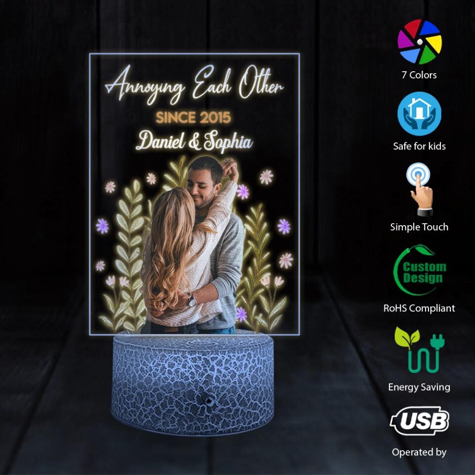 Annoying Each Other Since Personalized 3D LED Light Anniversary Gifts For Couple