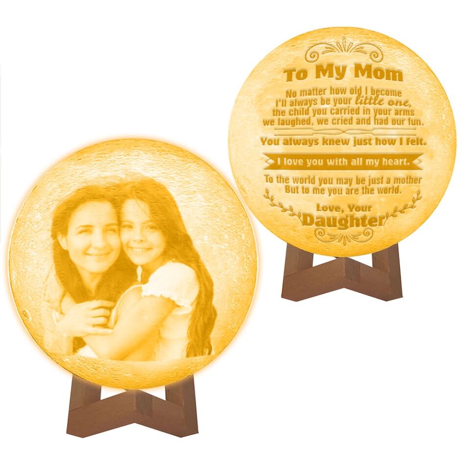 I Love You With All My Heart - Personalized 3D Moon Lamp - Mother and Daughter Gift