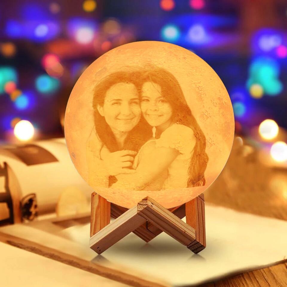 I Love You With All My Heart - Personalized 3D Moon Lamp - Mother and Daughter Gift