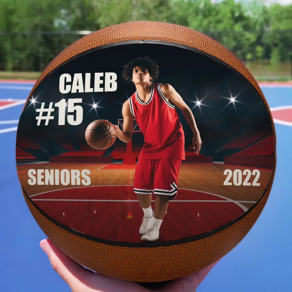 Personalized Basketball Player&#39;s Infor - Custom Name Number &amp; Photo - Full Size &amp; Mini Size Basketball - Game Room Decor - Birthday Gift for Sport Lovers - 303ICNBNBA285