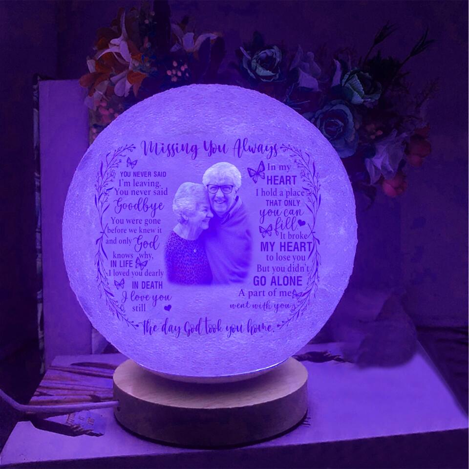 Missing You Always - Memorial Gift for Beloved - Butterflies The Day God Took You Home - 3D Moon Lamp - Night Light - Gift for Loss Husband Loss Brother - 303ICNNPLL290