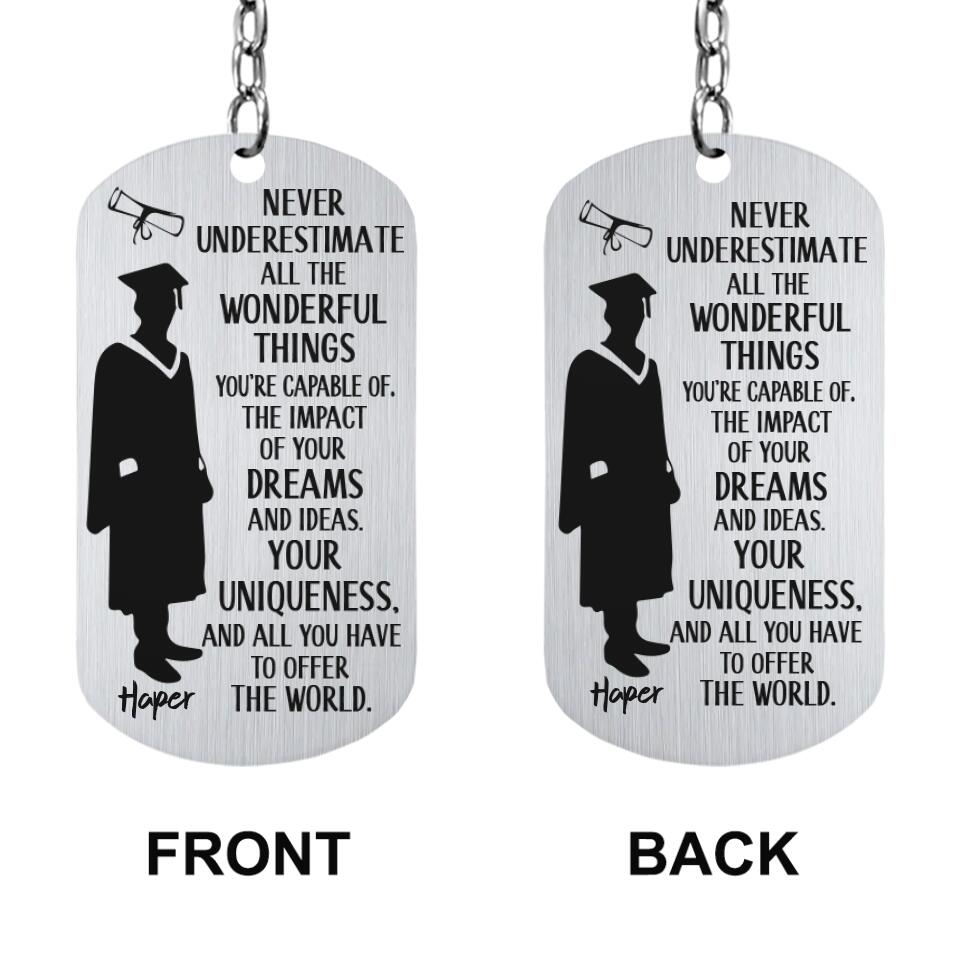Never Underestimate All The Wonderful Things Stanless Steel Keychain