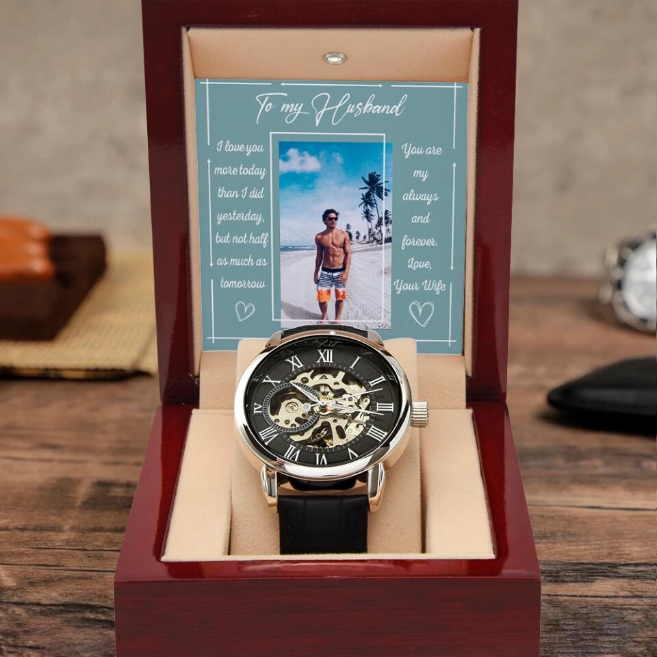 To My Husband from Wife, Personalized Men's Luxury Watch, Wedding Anniversary Gift for Him