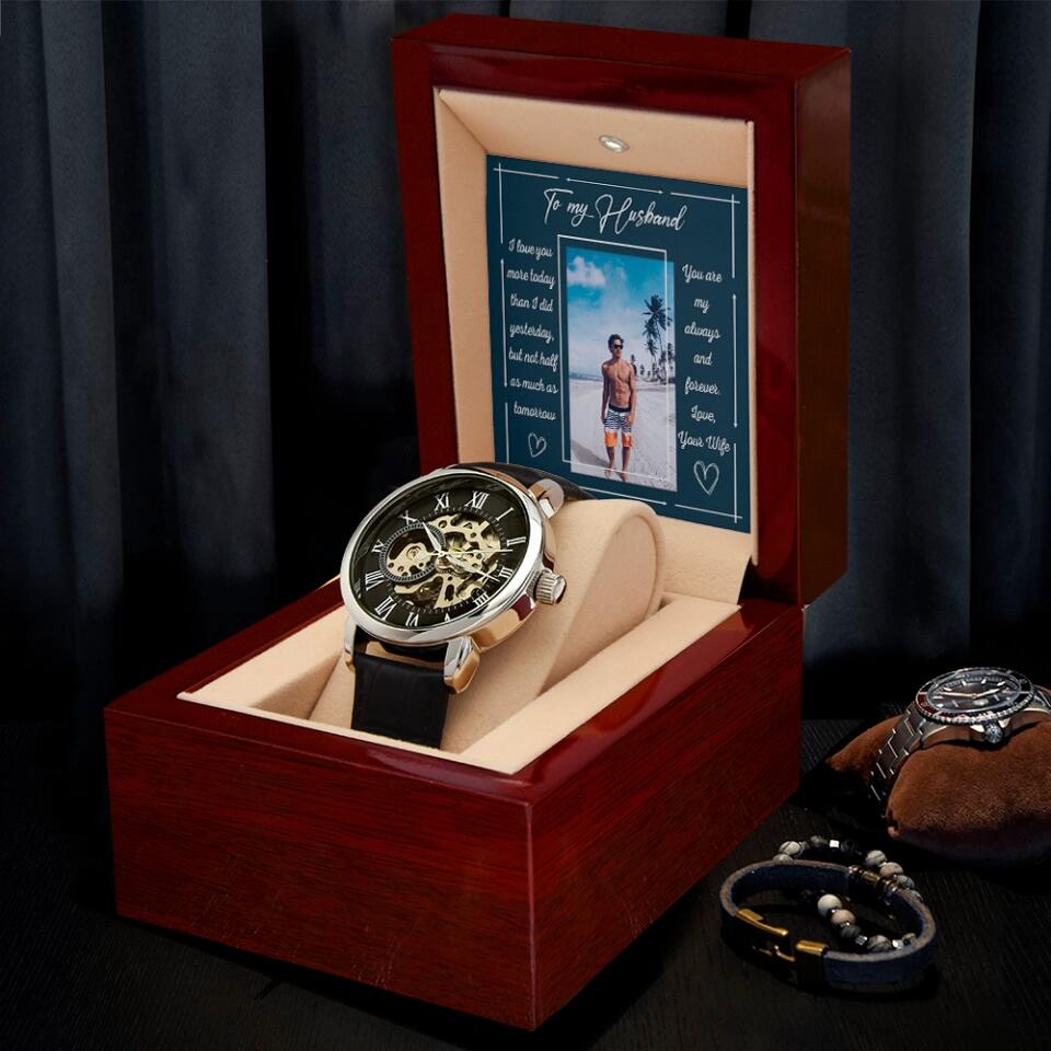 To My Husband from Wife, Personalized Men's Luxury Watch, Wedding Anniversary Gift for Him