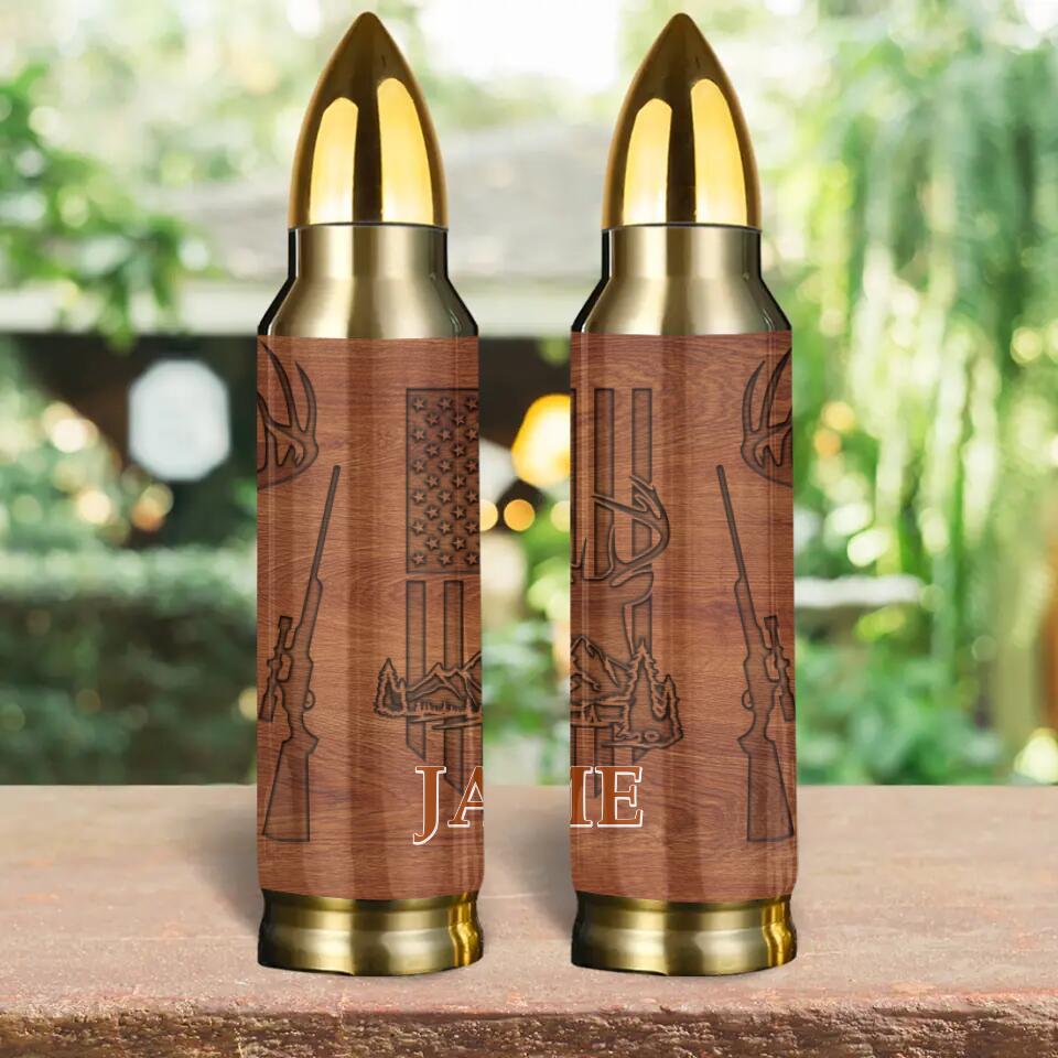Deer Hunting American Flag Custom Bullet Tumbler Anniversary Gifts For Him