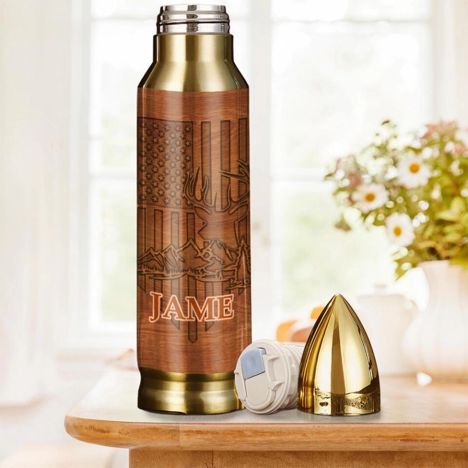 Deer Hunting American Flag Custom Bullet Tumbler Anniversary Gifts For Him
