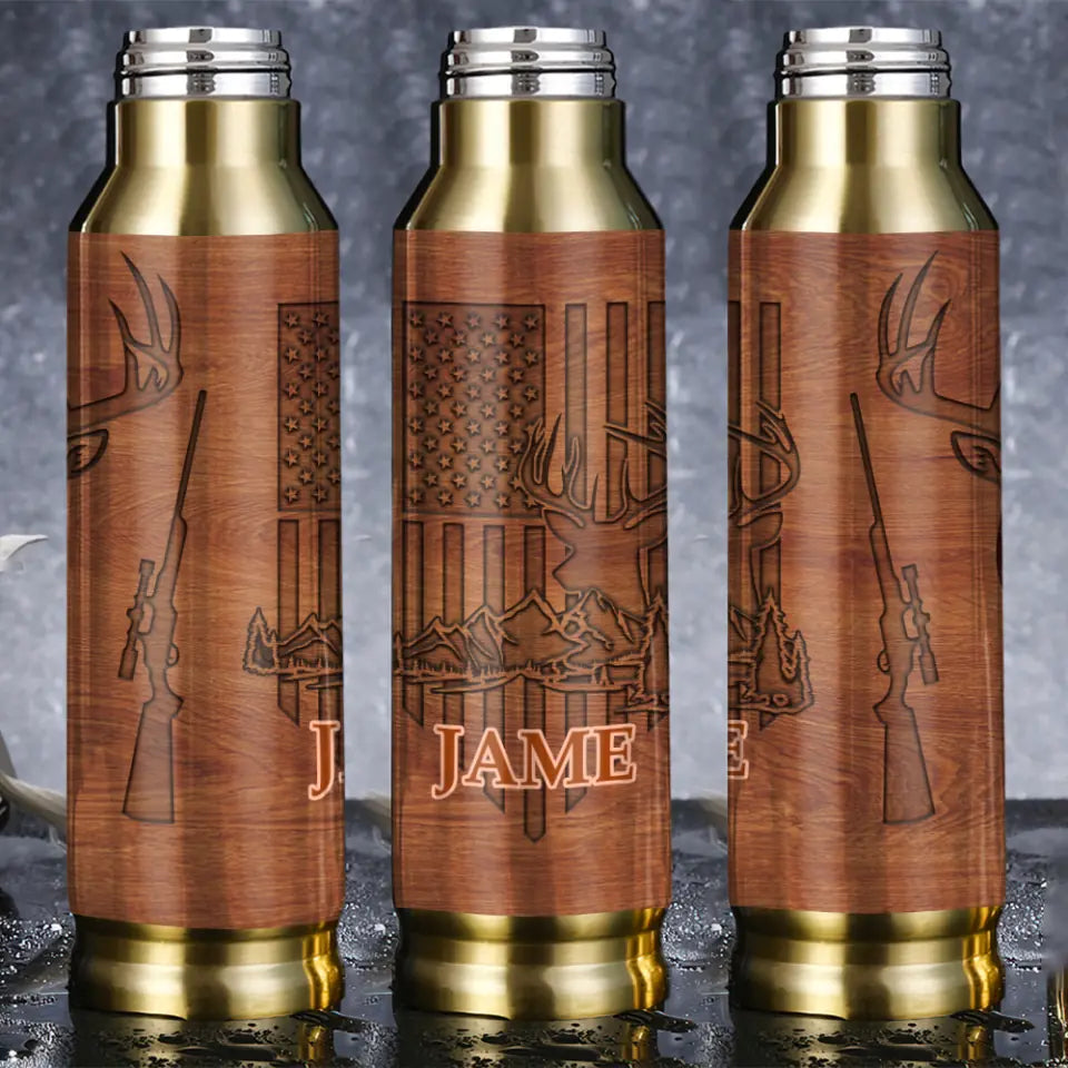 Deer Hunting American Flag Custom Bullet Tumbler Anniversary Gifts For Him