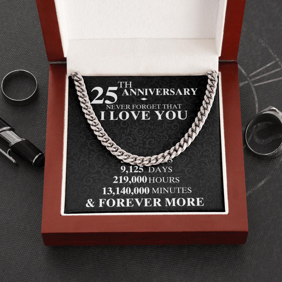 Milestone Anniversary Never Forget That I Love You - Personalized Months Days Hours Minutes - Cuban Chain - Men's Bracelet - Jewelry - Anniversary Gift for Husband - 303ICNNPJE312