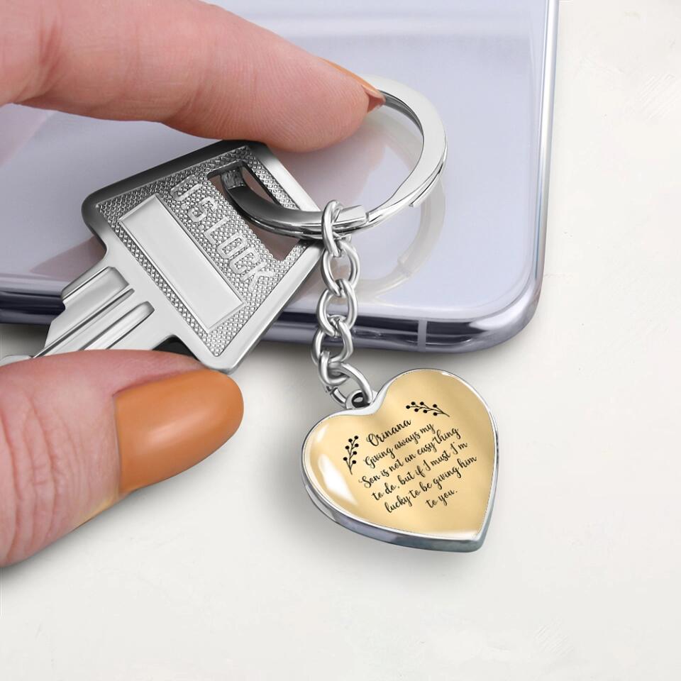 Giving Away My Son is Not an Easy Thing to Do - Heart Jewelry - Heart Luxury Necklace - Custom Name - Wedding Day Keepsake - Daughter in Law Gift From Mother in Law - Son Wedding Shower Gift - 303ICNNPJE314