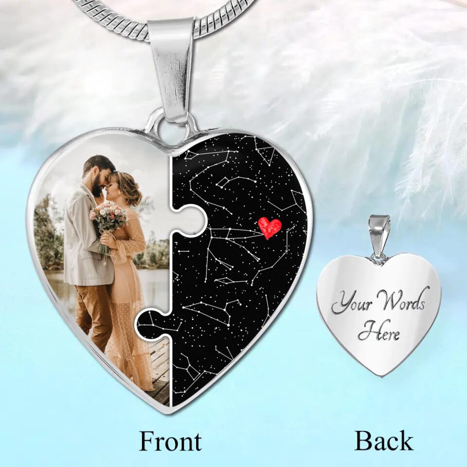 Custom Map And Photo Keychain And Heart Necklace Anniversary Gift For Her
