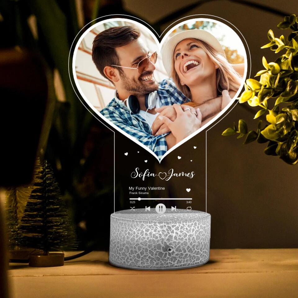 Personalized Valentine Gifts - Music Lovers Personalized 3D Led Light Gift for Couple