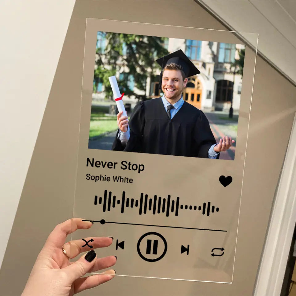 Personalized Song for Graduation - Custom Photo &amp; Song - Acrylic Plaque - Graduation Keepsake - Gift for Adult Son Daughter - for Music Lovers - 303ICNNPAP320