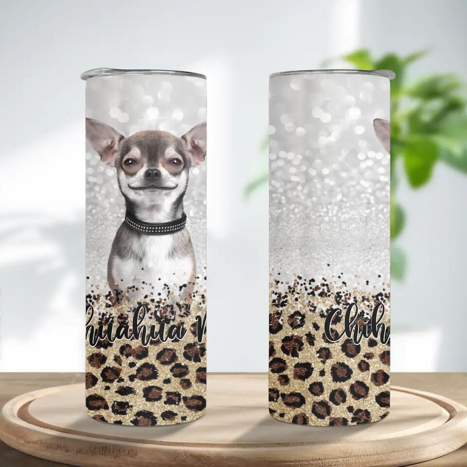 Dog Mom Glitter Auto Background Removal Personalized Tumbler