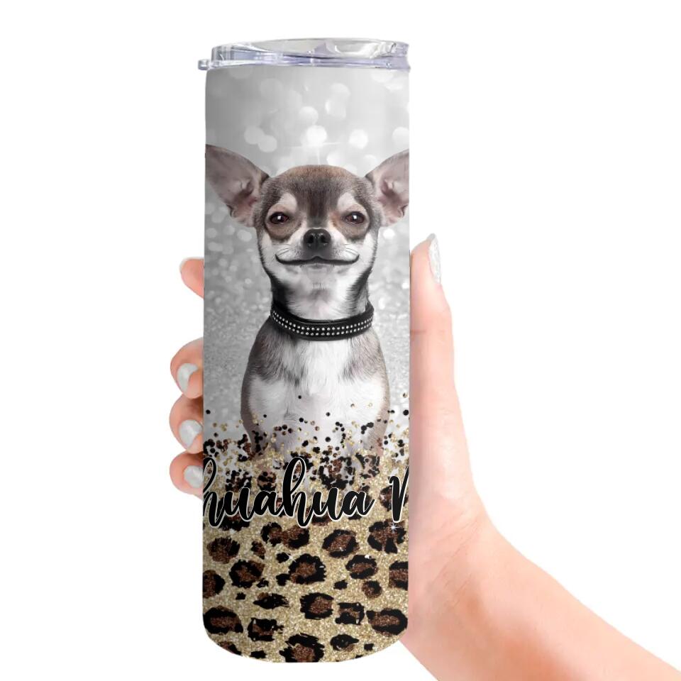 Dog Mom Glitter Auto Background Removal Personalized Tumbler