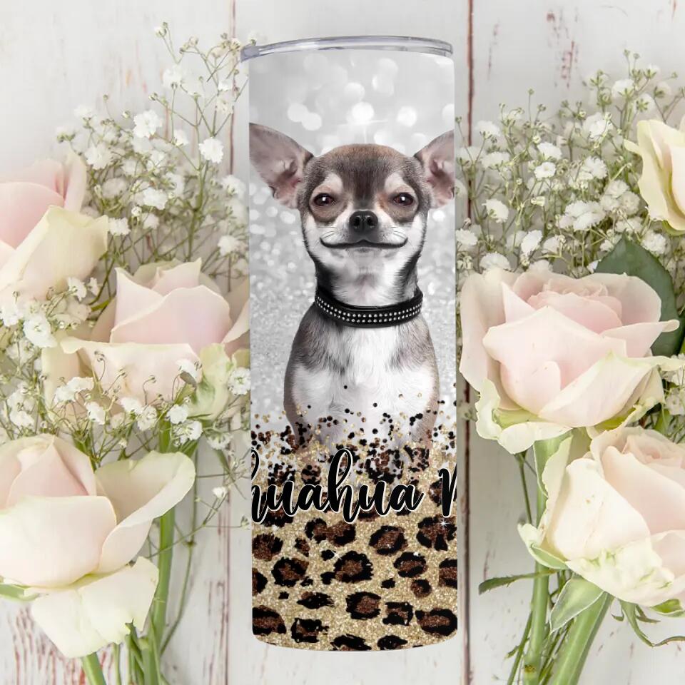 Dog Mom Glitter Auto Background Removal Personalized Tumbler