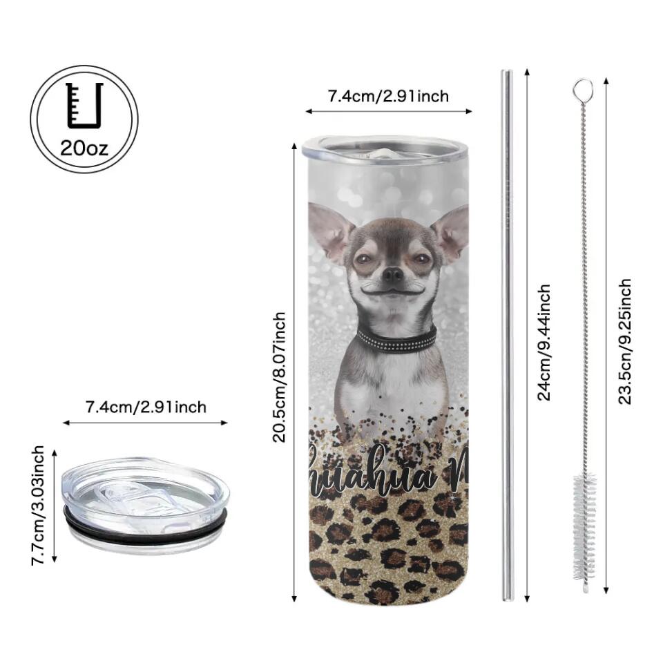 Dog Mom Glitter Auto Background Removal Personalized Tumbler