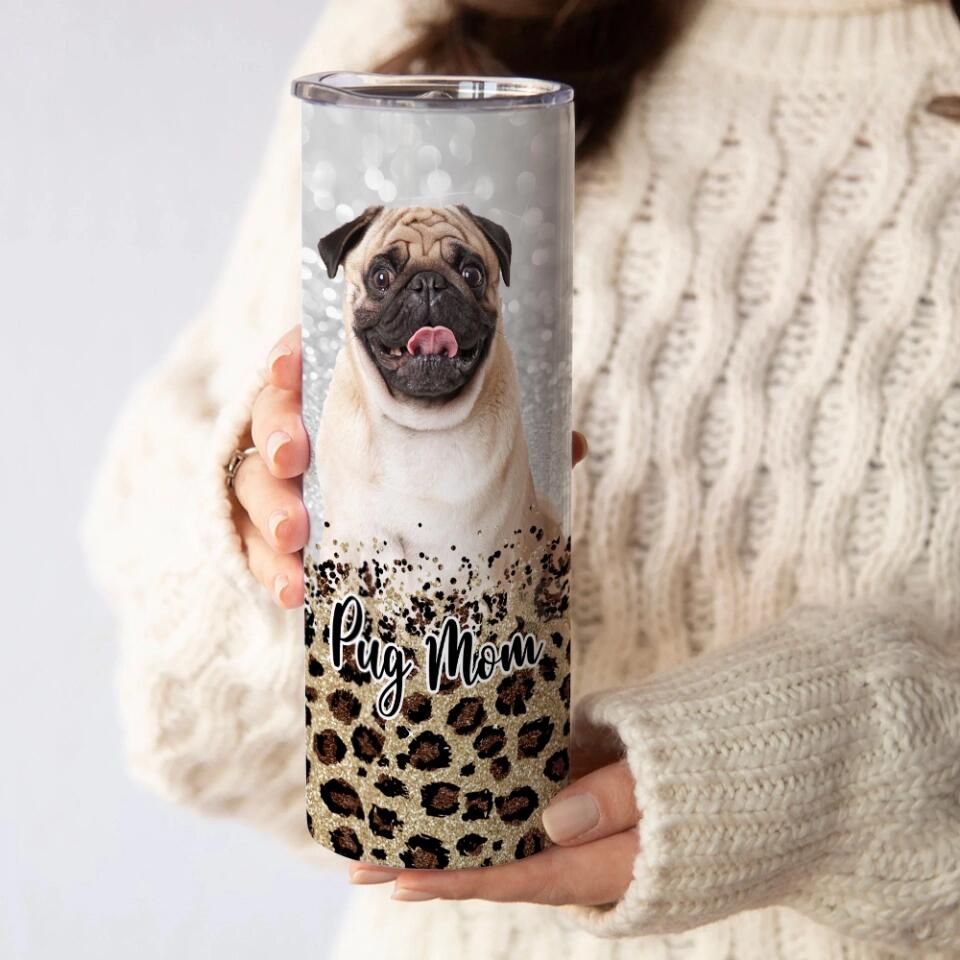 Dog Mom Glitter Auto Background Removal Personalized Tumbler