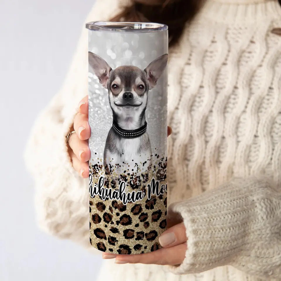 Dog Mom Glitter Auto Background Removal Personalized Tumbler